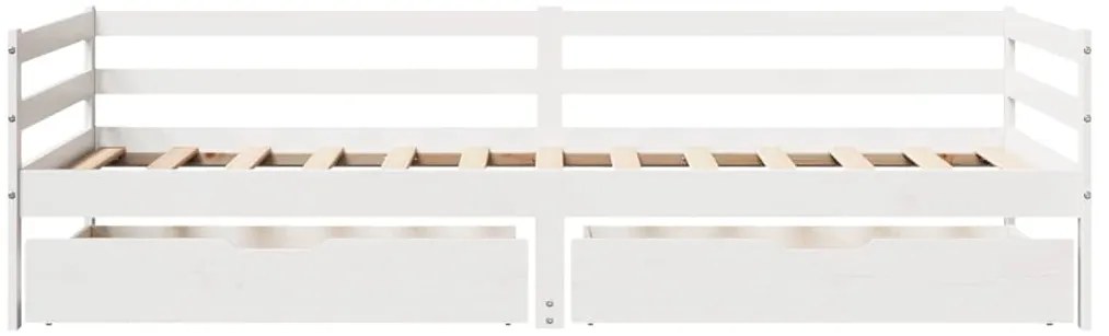 Sofá-cama c/ gavetas 90x200cm madeira de pinho maciça branco
