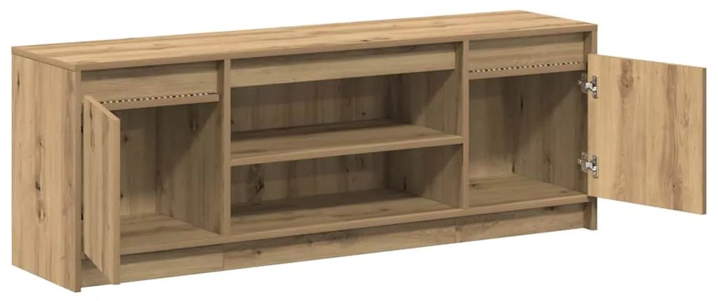 Armário de TV com LED em Carvalho Artesanal 139,5x34x50 cm, Feito de M