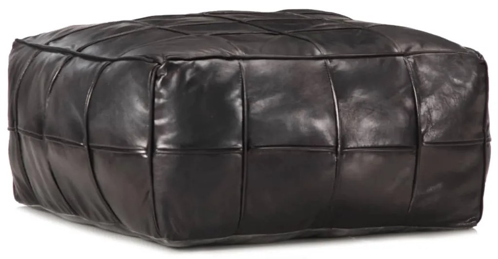 vidaXL Pufe 60x60x30 cm couro de cabra genuíno preto