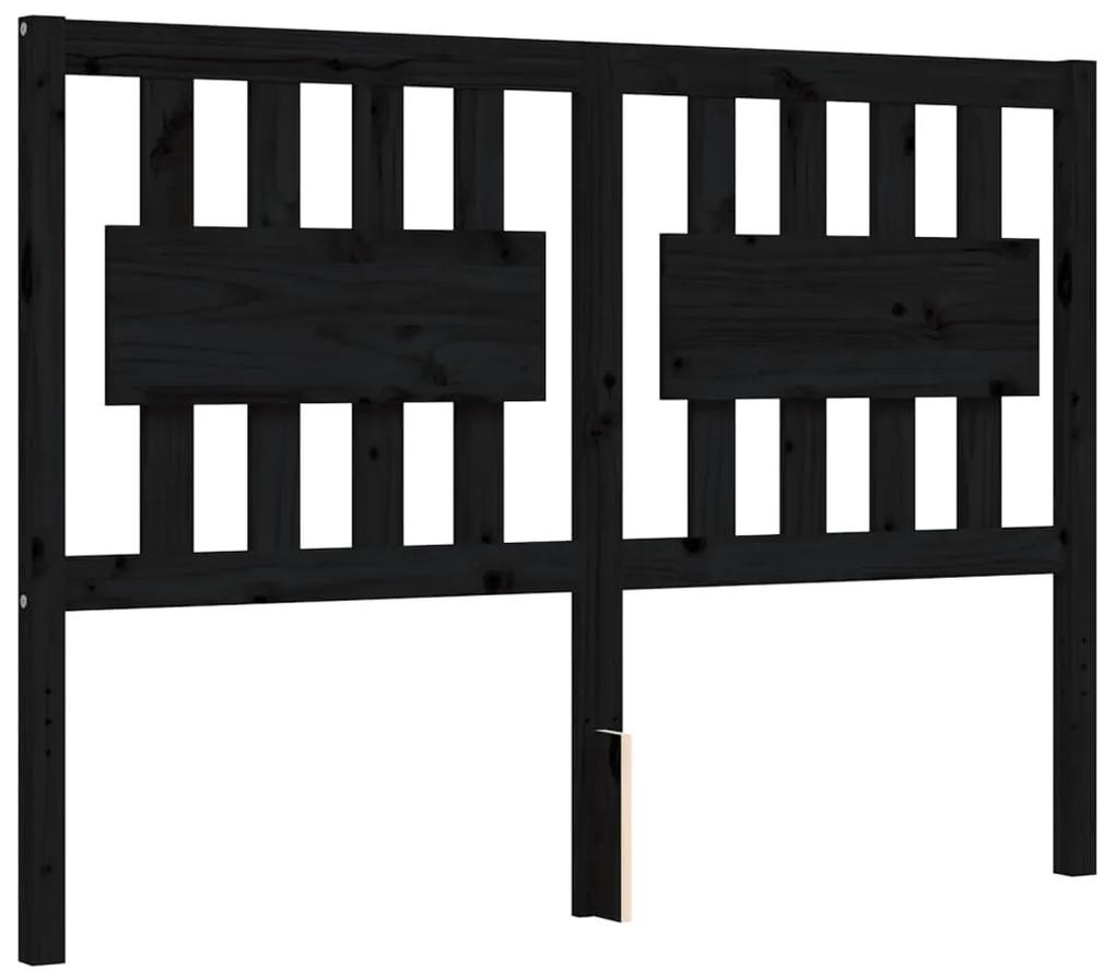 Estrutura de cama com cabeceira 120x200cm madeira maciçao preto