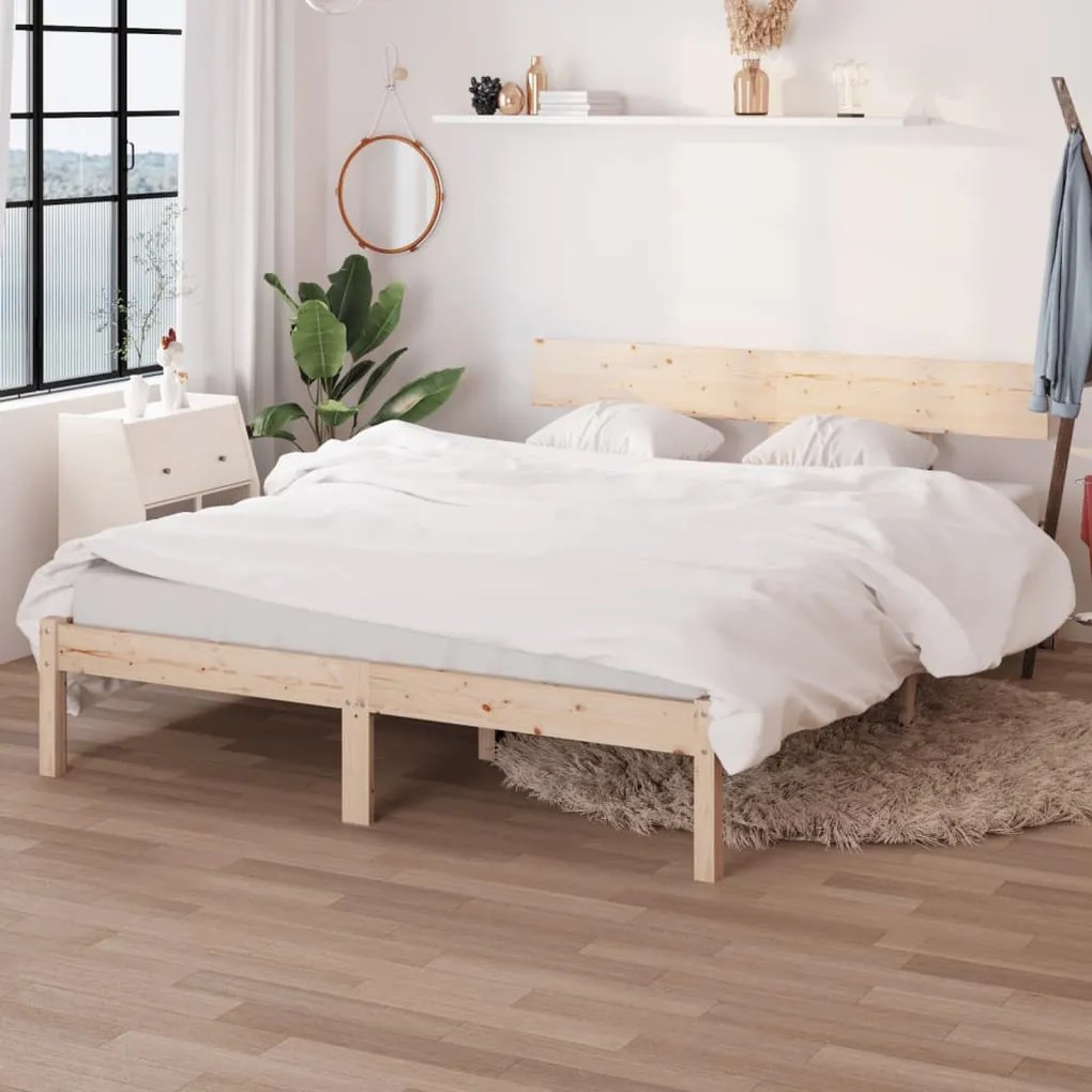 Estrutura de cama sem colchão 160x200 cm madeira maciça