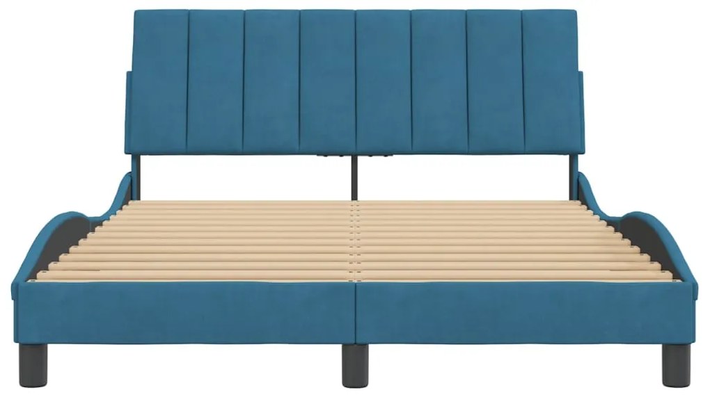 Estrutura de cama com cabeceira 140x190 cm veludo azul