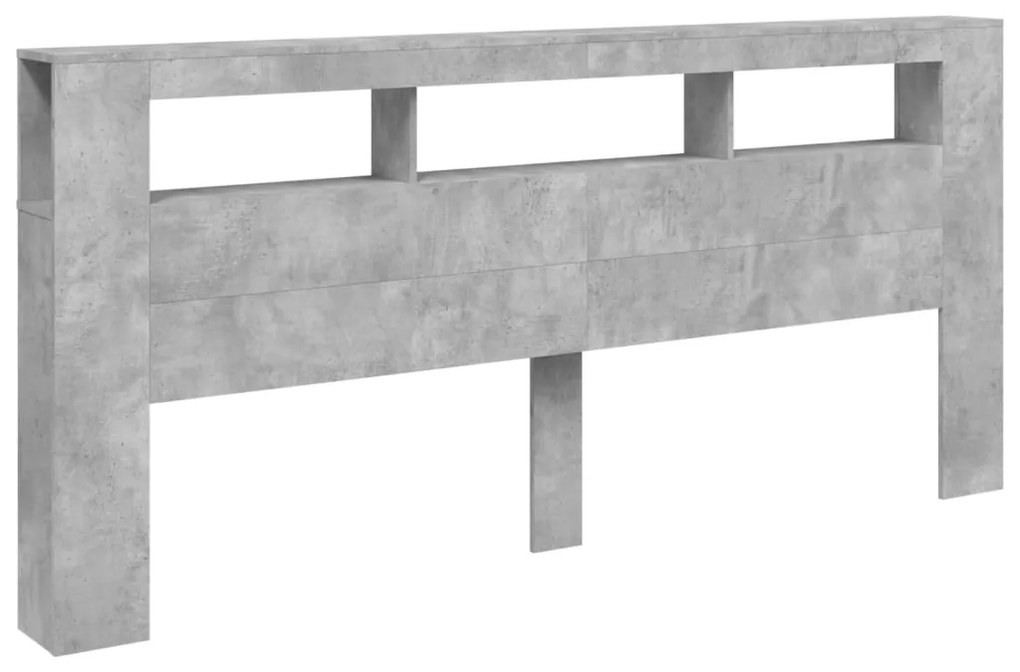 Cabeceira c/ LEDs 220x18,5x103,5 cm cinzento-cimento