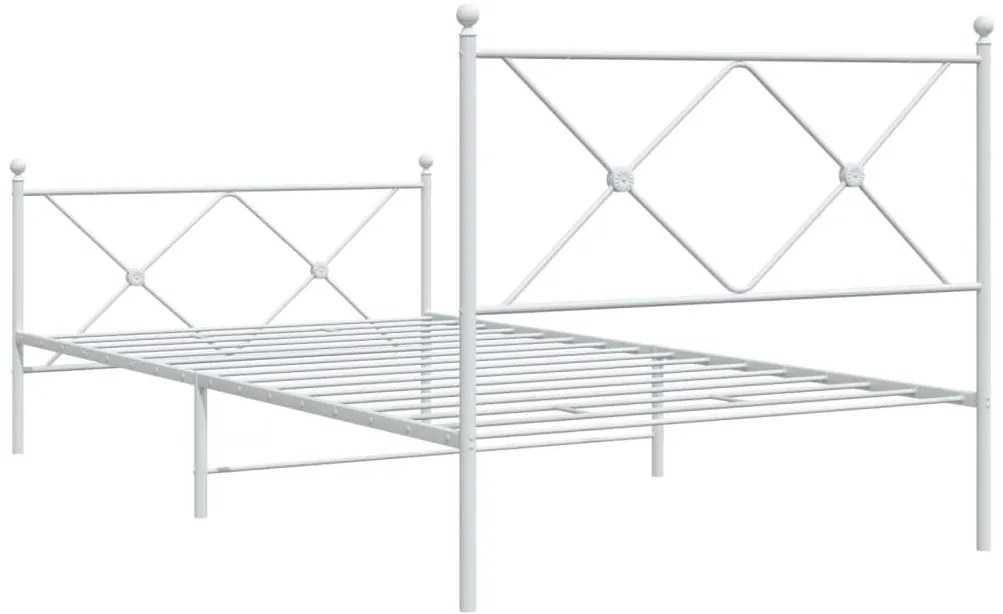 Estrutura de cama com cabeceira e pés 107x203 cm metal branco