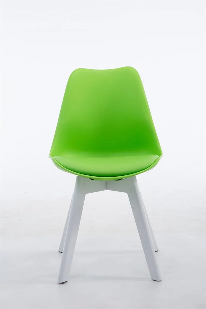 Cadeira de cozinha e sala de jantar Borneo V2 em couro sintético com estrutura branca 48 x 84 x 41,5 cm Verde