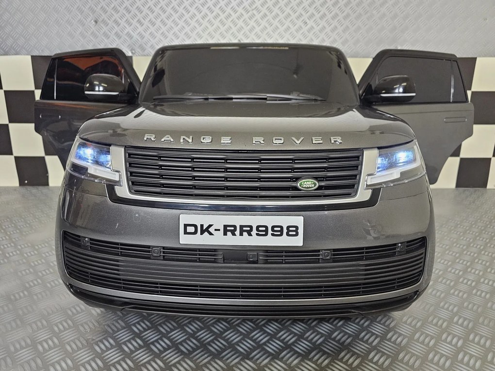 Carro elétrico para crianças RANGE ROVER VOGUE 24V, 2 Lugares, Pneus Borracha, Assento pele, Luzes Cinzento