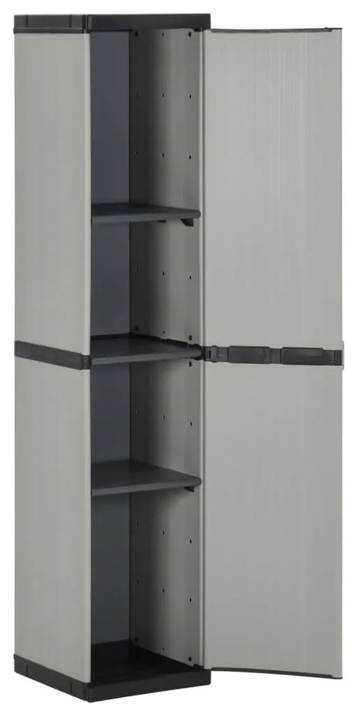 Armário arrumação jardim 3 prateleiras 34x40x168cm cinza/preto