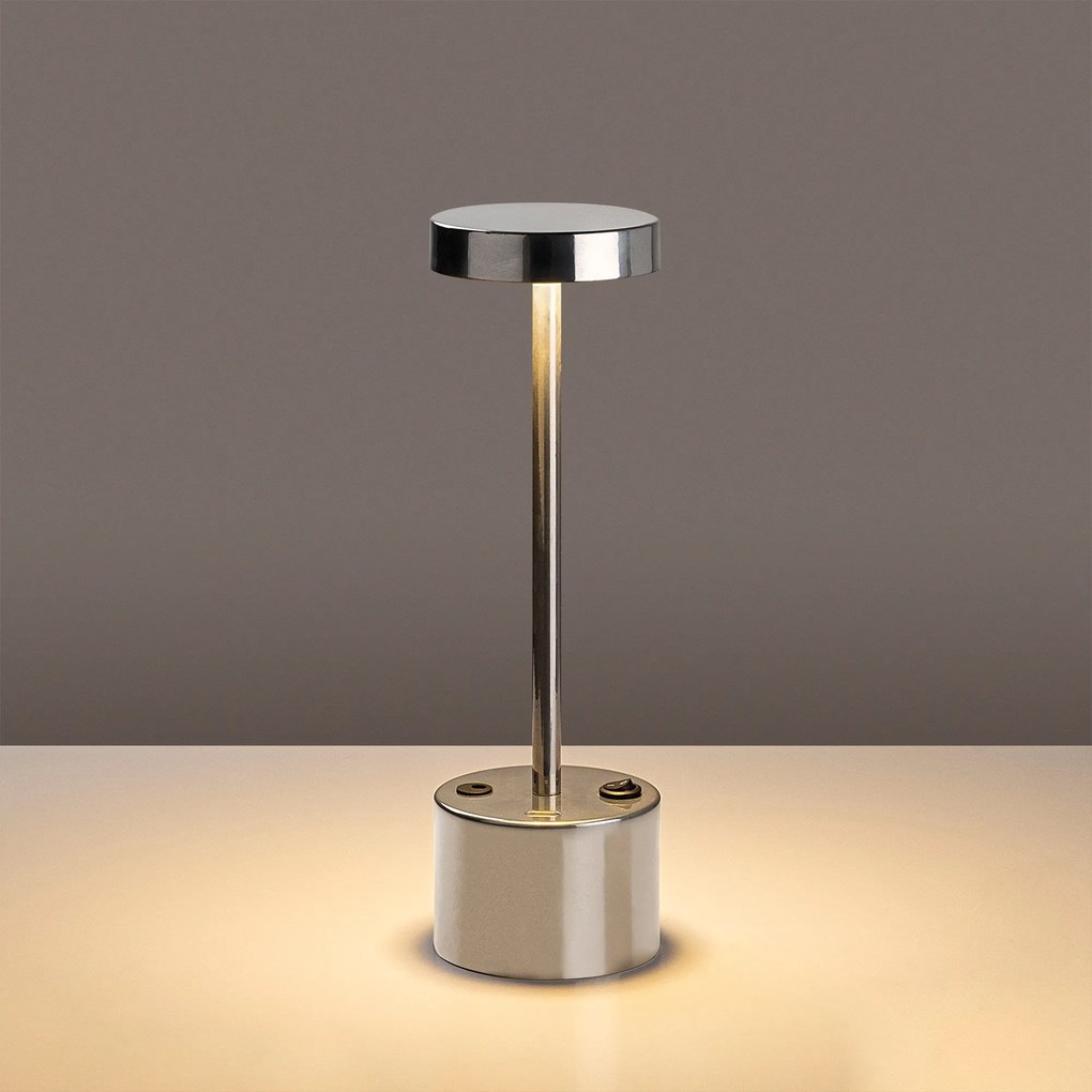 Candeeiro de Mesa Keyf – Cromado – Diâmetro 9 cm, Altura 28 cm
