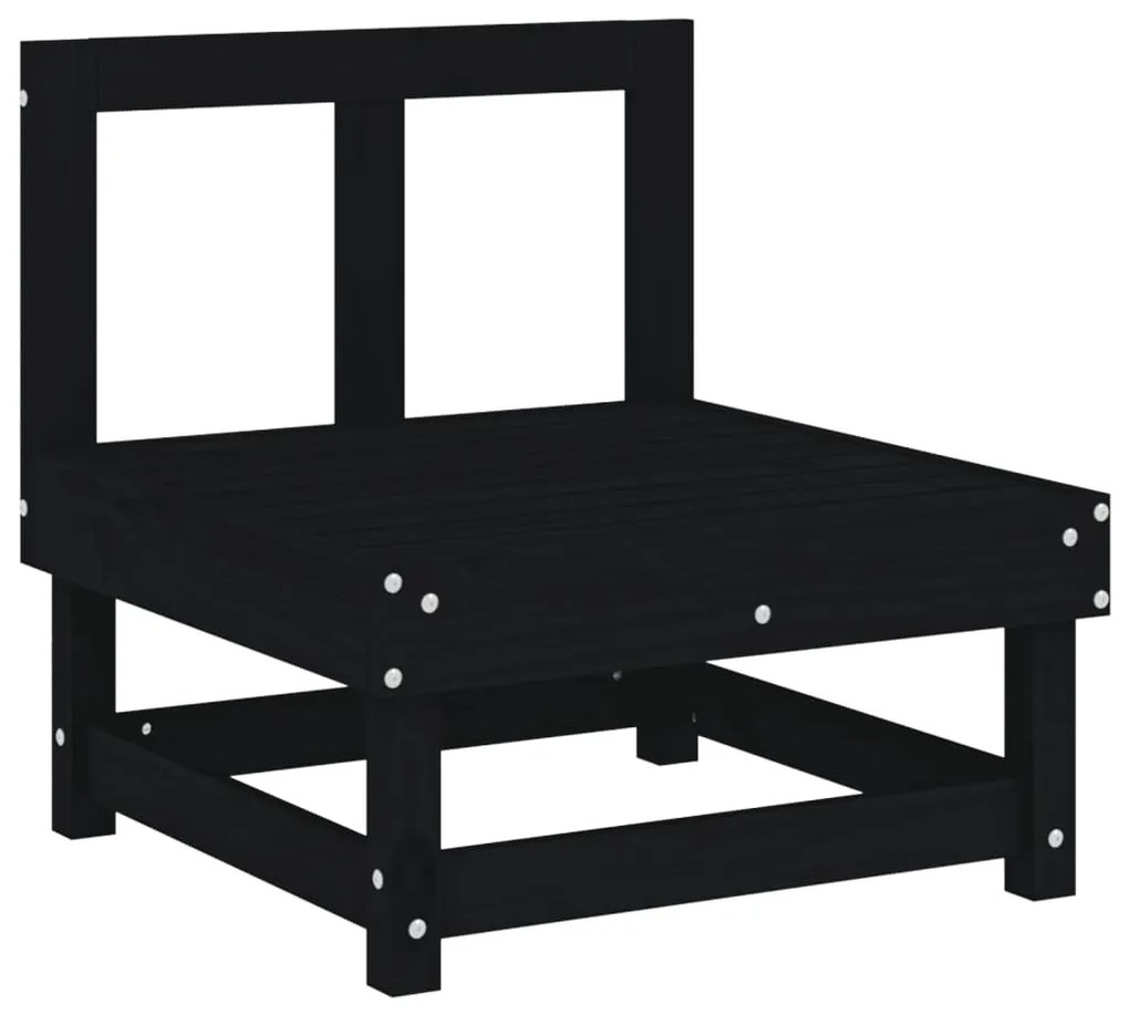 3 pcs conjunto lounge de jardim madeira de pinho maciça preto