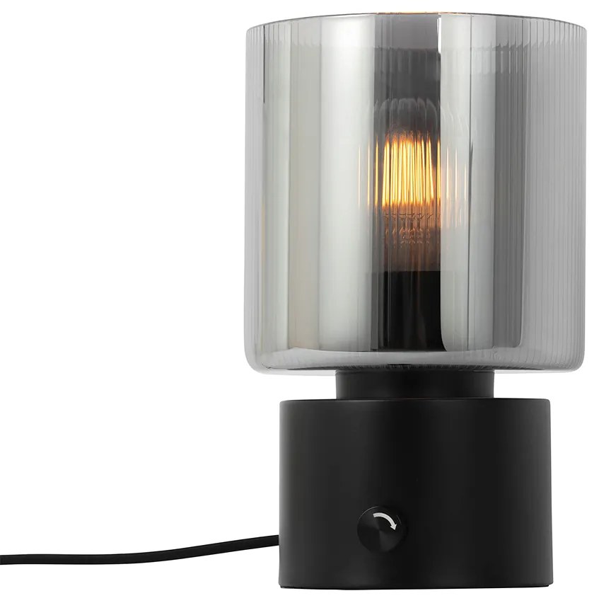 Candeeiro de mesa Art Deco preto com vidro fumê - Laura