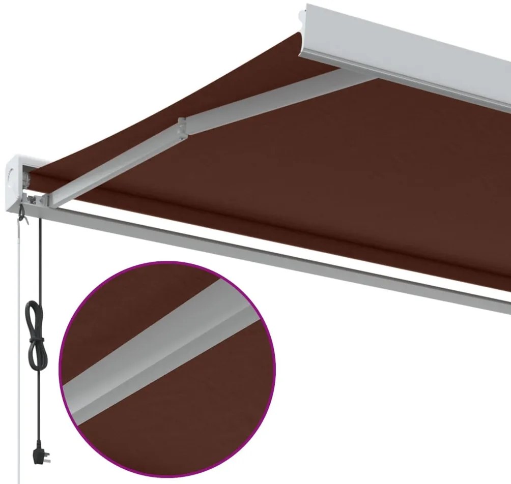 Toldo retrátil automático 500x300 cm castanho