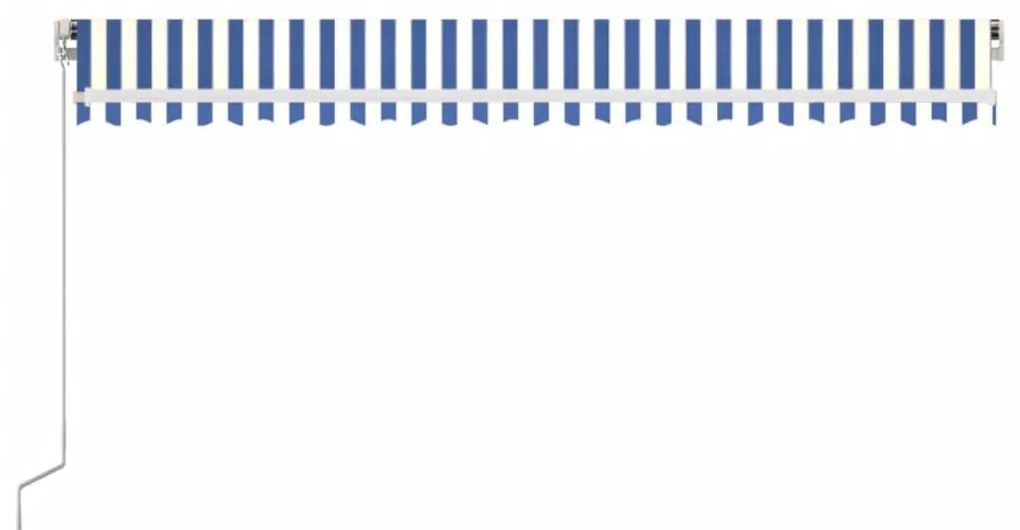 Toldo retrátil manual 500x350 cm azul e branco