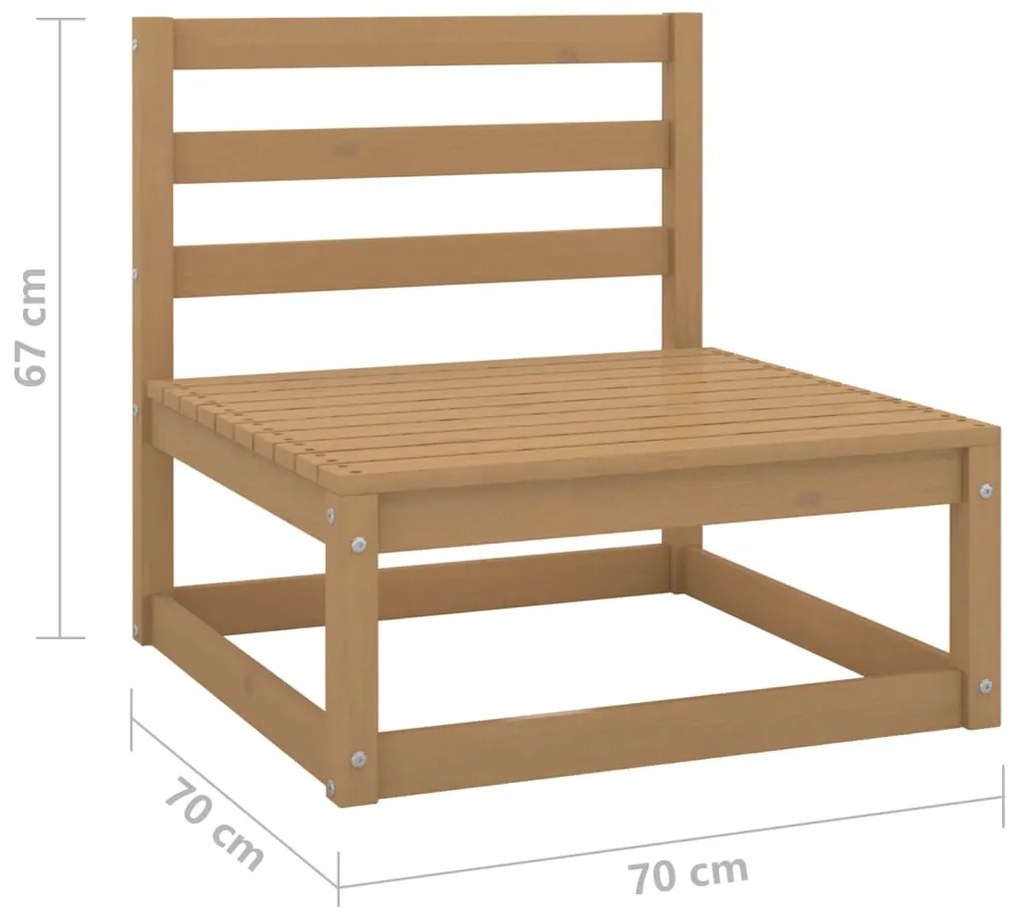 3 pcs conjunto lounge de jardim pinho maciço castanho mel