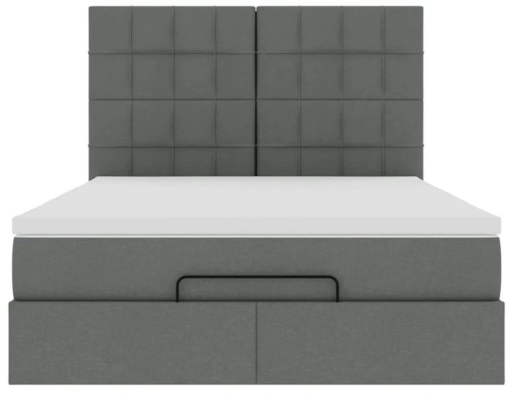 Estrutura de cama otomana com colchão 140x190cm cinzento escuro