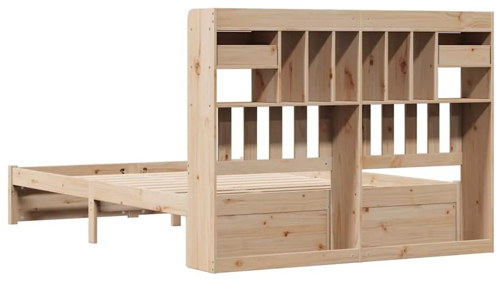 Cama com estante sem colchão 140x190 cm pinho maciço