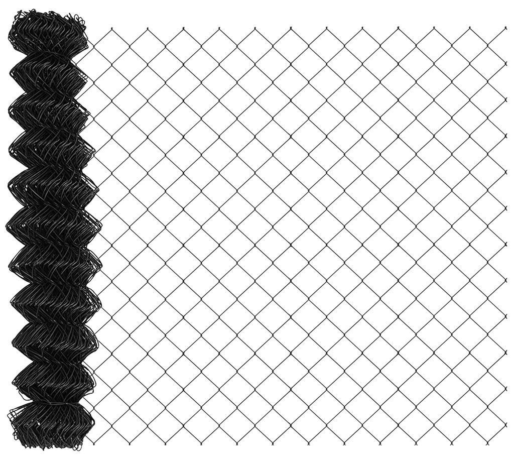 Cerca de Chain Link com 7 Postes 1,4x10 m Aço Galvanizado Cinza
