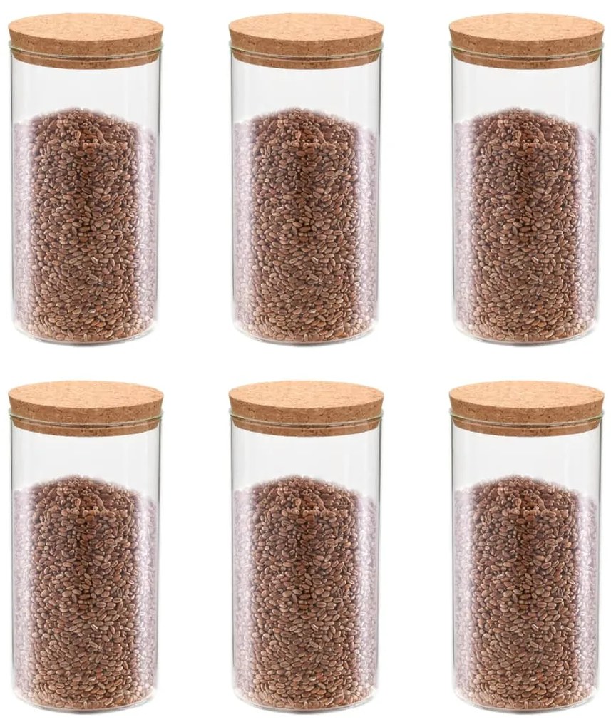 50841 vidaXL Frascos de vidro com tampas de cortiça 6 pcs 1400 ml
