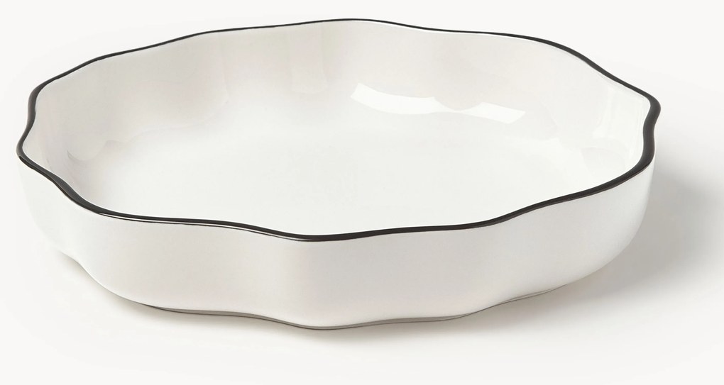 Pratos de massa em porcelana com rebordo ondulado Bia, conjunto de 4