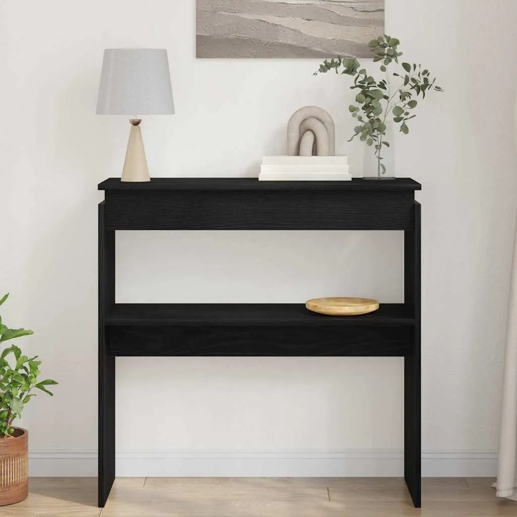 Mesa de Consola vidaXL Preta em Carvalho 80x30x80 cm em Madeira de Eng