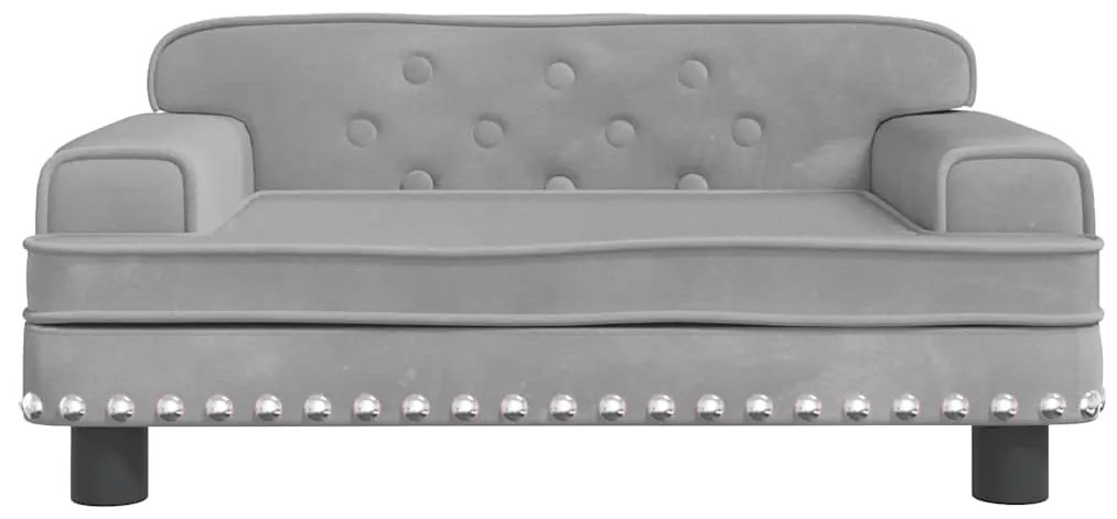 Cama para cães 70x45x30 cm veludo cinzento-claro