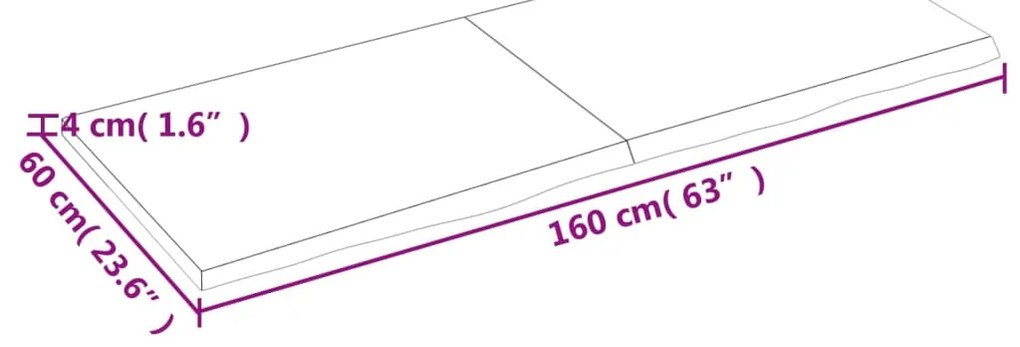 Tampo de mesa 160x60x(2-4) cm carvalho tratado castanho-escuro