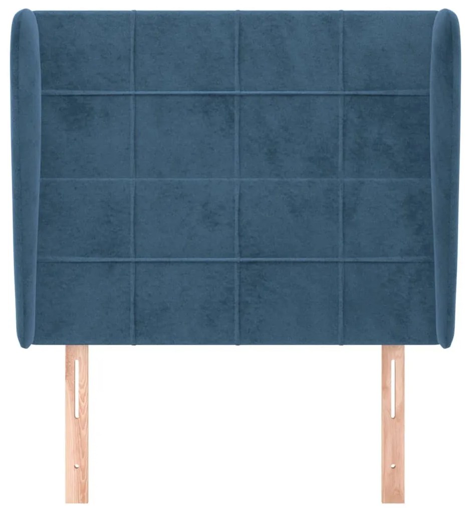 Cabeceira cama c/ abas veludo 83x23x118/128 cm azul-escuro