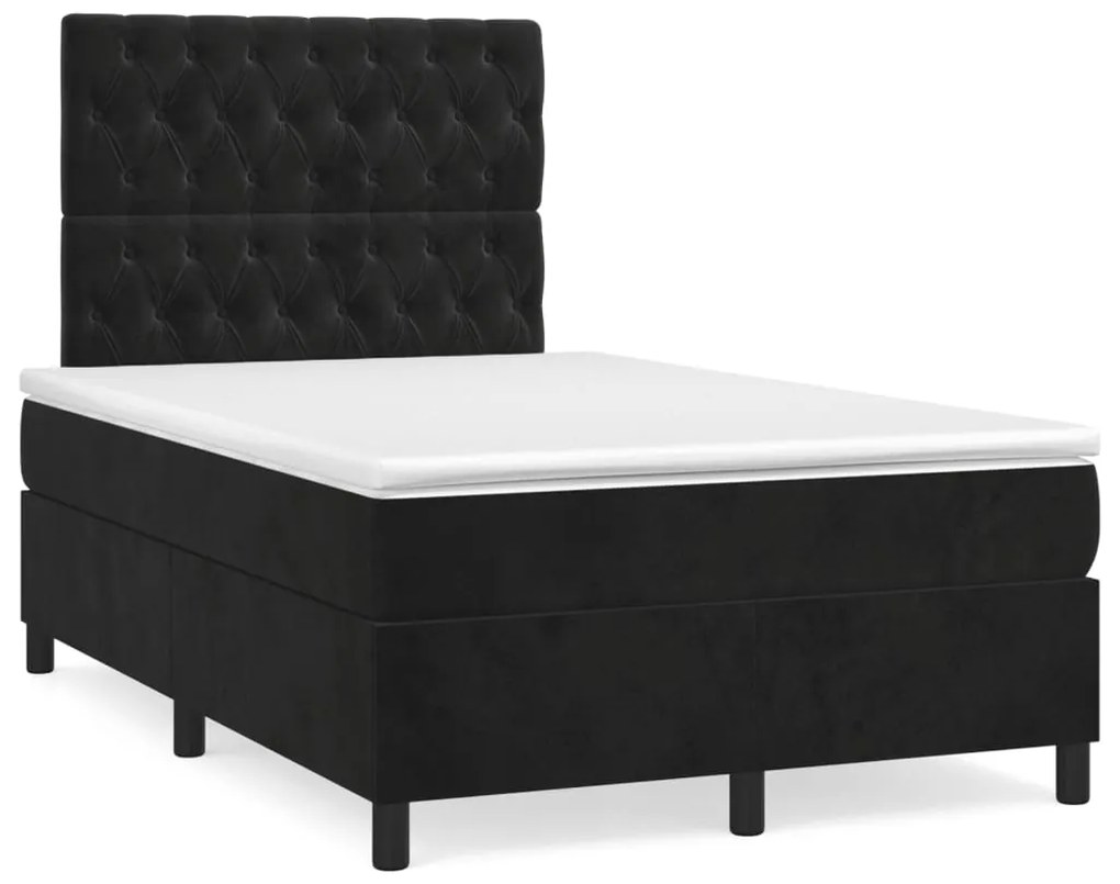 Cama boxspring com colchão 120x190 cm veludo preto