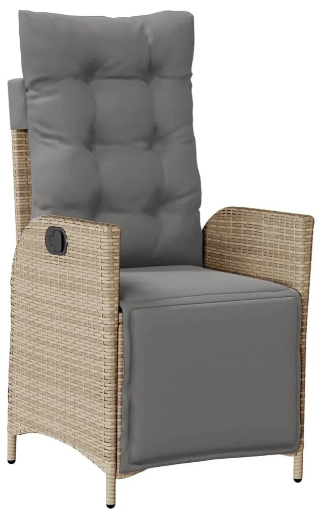 7 pcs conjunto de jantar p/ jardim com almofadões vime PE bege