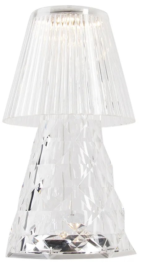 Candeeiro de Mesa Vidro Transparente Incl. LED Recarregável IP44 - Lola 20 Lux Clássico / Antigo