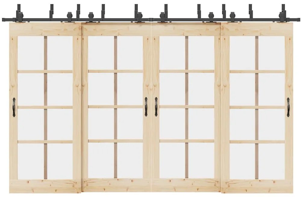 Kit de ferragens para porta deslizante 366 cm aço preto