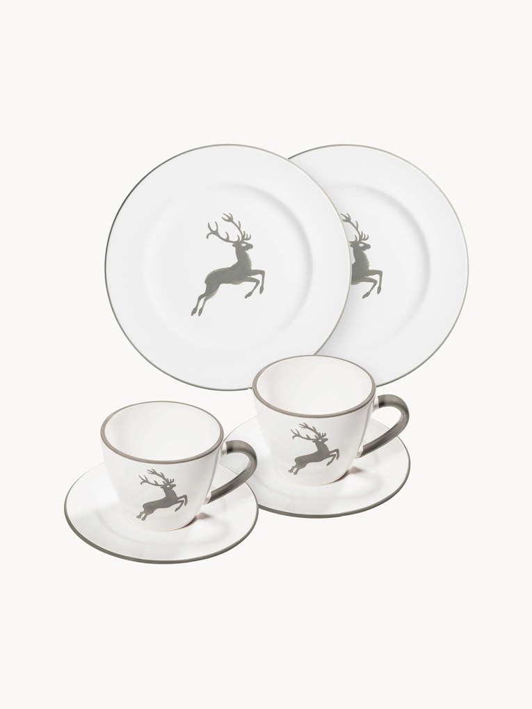 Conjunto de café artesanal Grey Deer, 2 pessoas, conjunto de 6