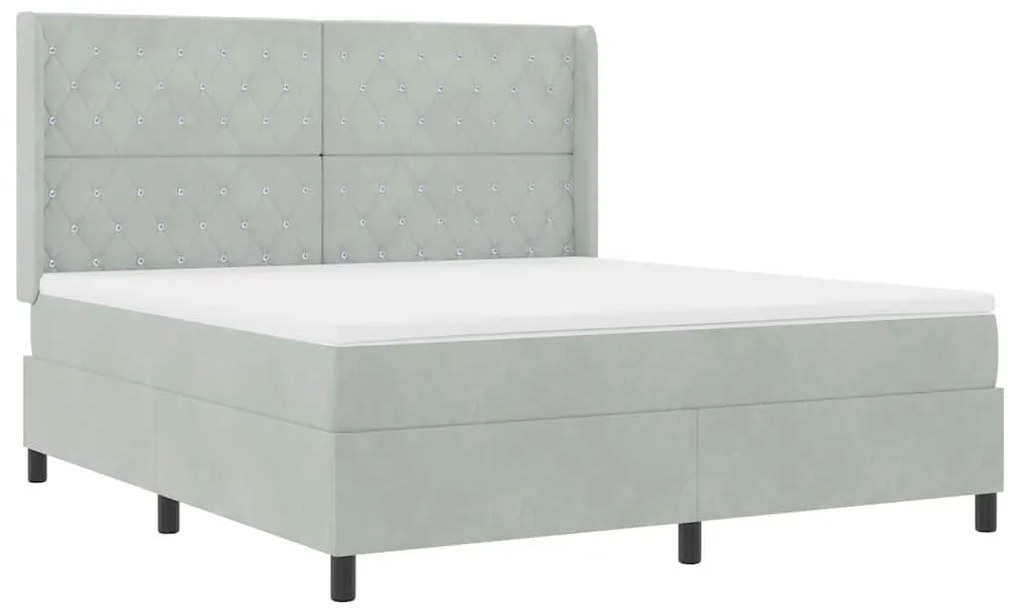 Cama Box com Colchão vidaXL Cinza Claro 180x200 cm Veludo