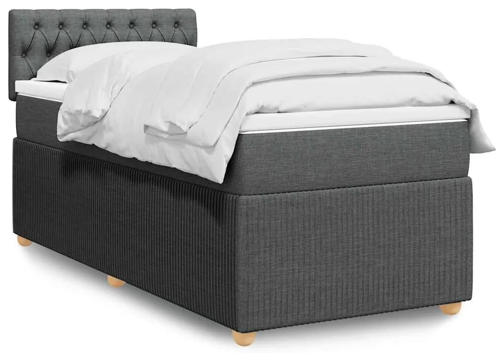 vidaXL Cama com molas/colchão 90x200 cm tecido cinzento-escuro