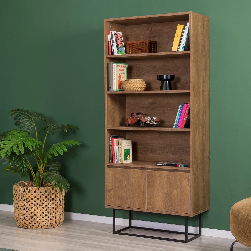 Conjunto de Mobiliário de Sala Laxus – Nogueira e Preto – TV: 180x50x4