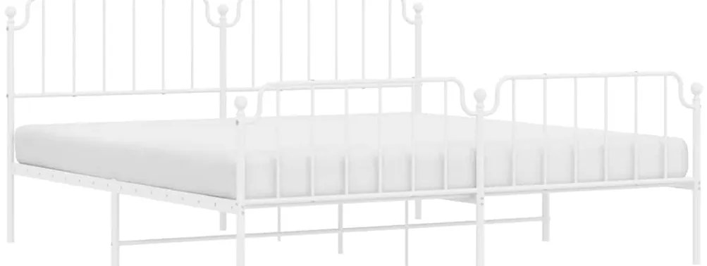 Estrutura de cama com cabeceira e pés 193x203 cm metal branco