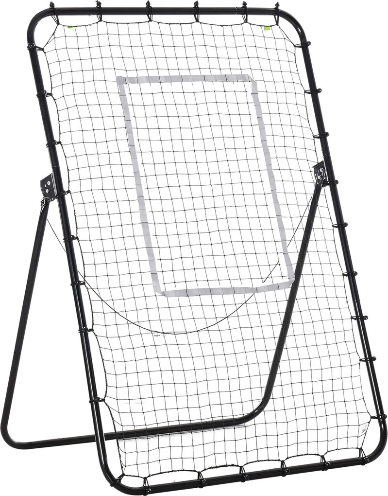 HOMCOM Rede de Rebote Dobrável de Metal com 4 Ângulos e Altura Ajustável para Treinamento de Futbol Tênis 123x73x178,5cm Preto | Aosom Portugal