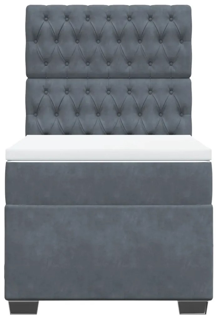 Cama com molas/colchão 100x200 cm veludo cinza-escuro
