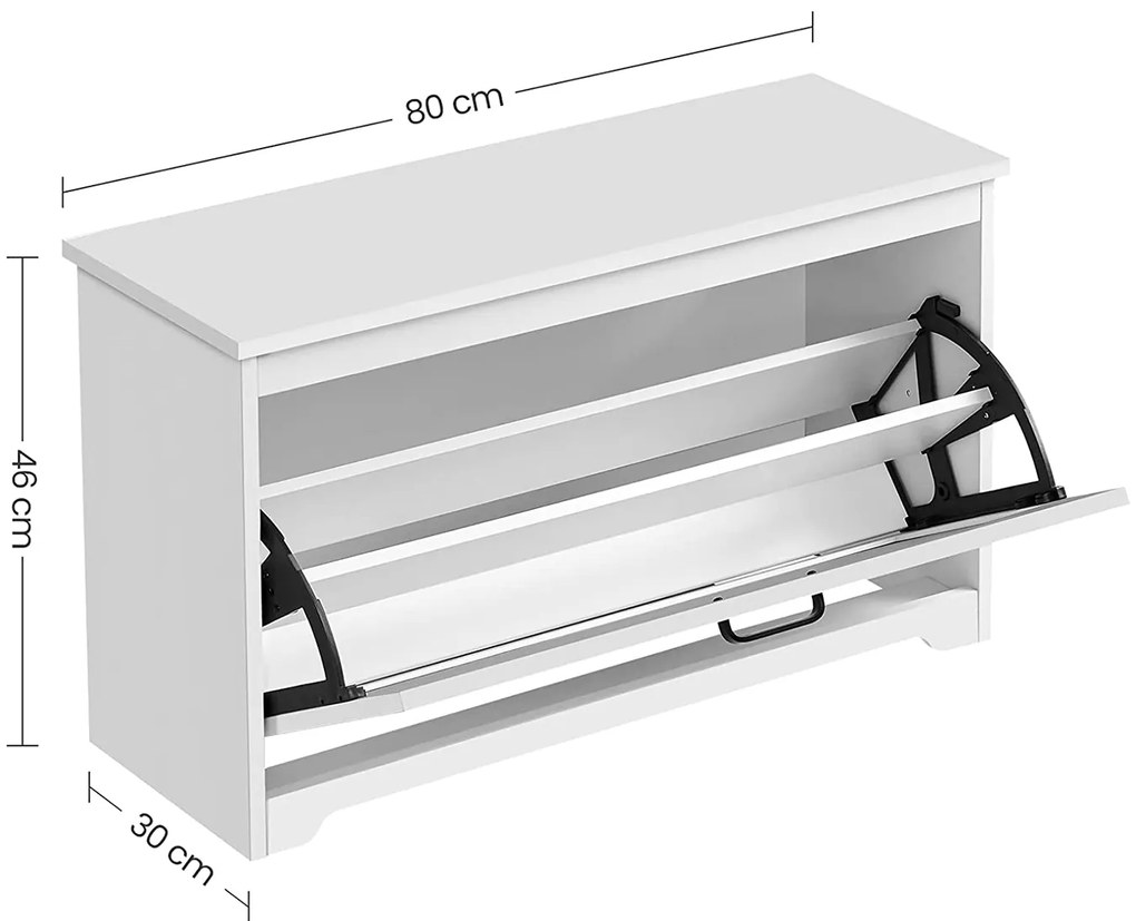 Sapateira com tampa 80 x 30 x 46 cm Branco