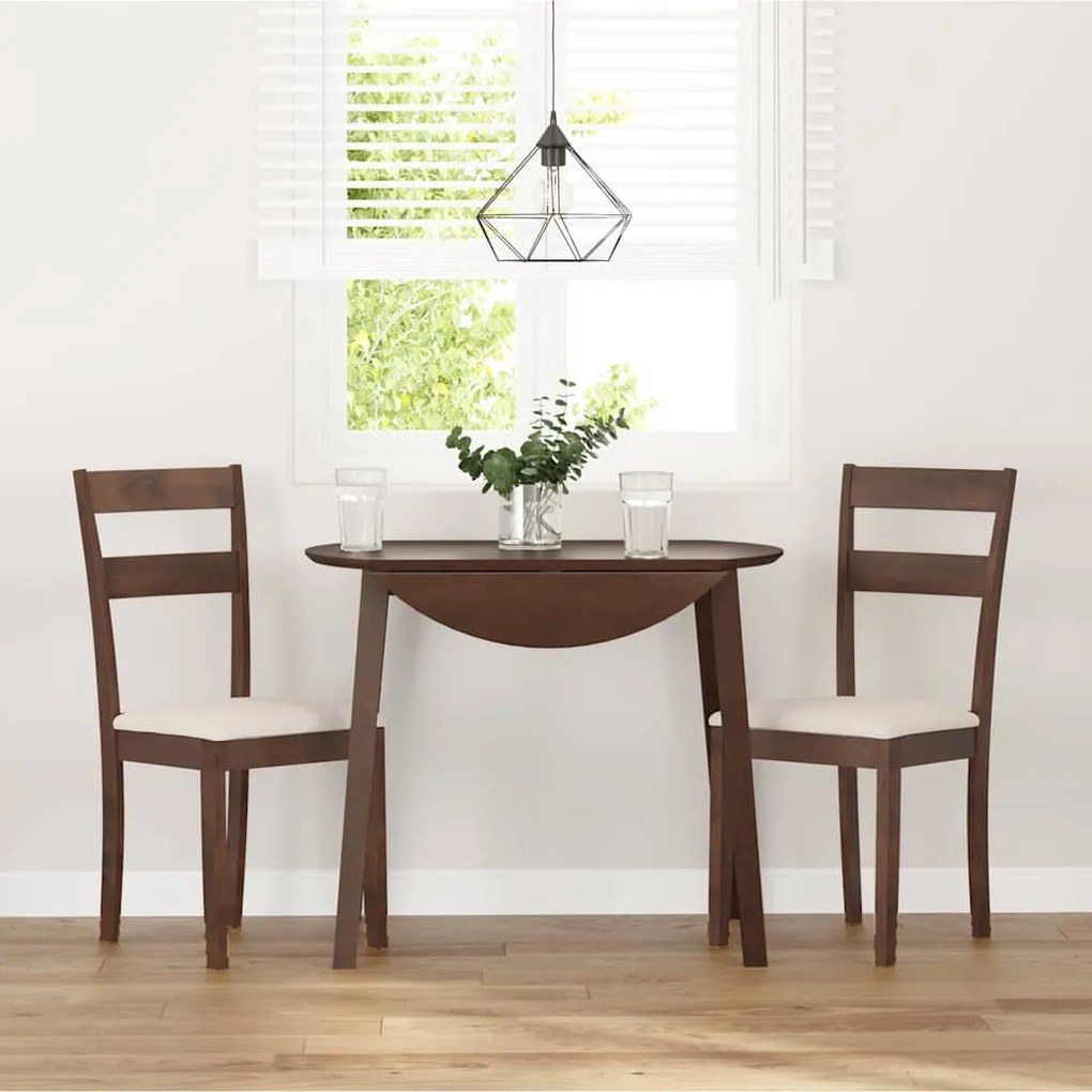 Cadeiras de jantar com almofadões 2 pcs madeira maciça castanho