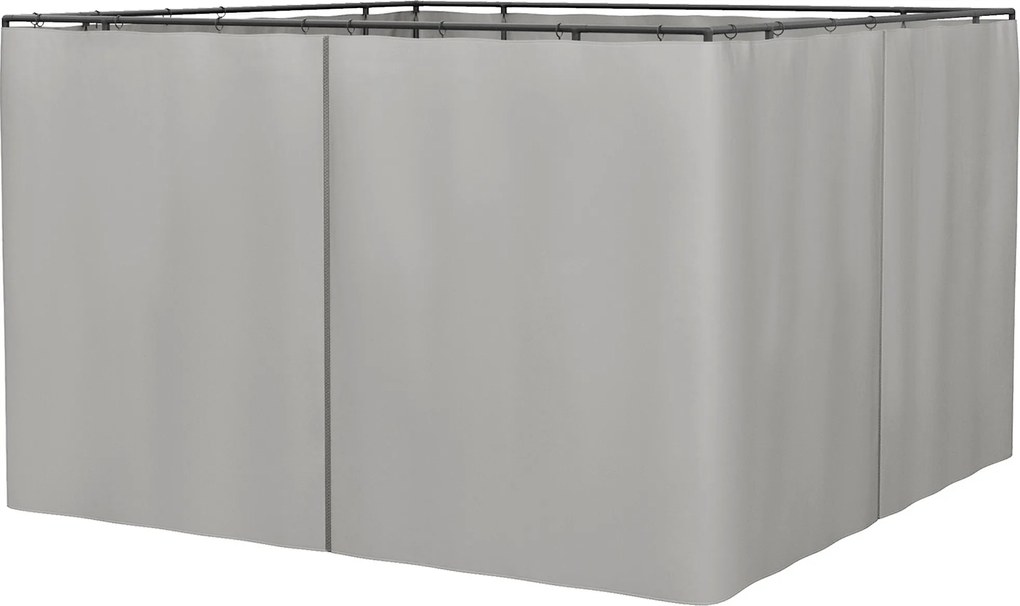 Outsunny Paredes Laterais Tenda 4 Unidades 302x205 cm Universal com Ganchos Argola em C Resistente Intempéries Cinza Claro | Aosom Portugal