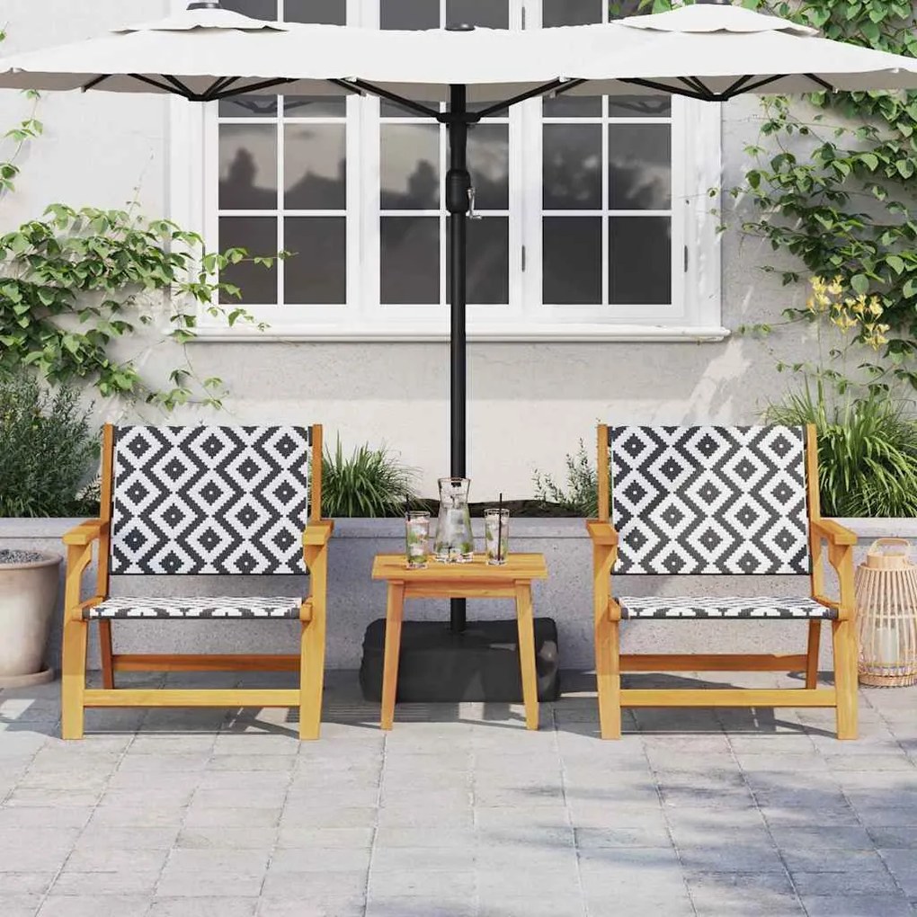 Cadeiras de Jardim 2 pcs Preto e Branco 76x67x73 cm Madeira Sólida de