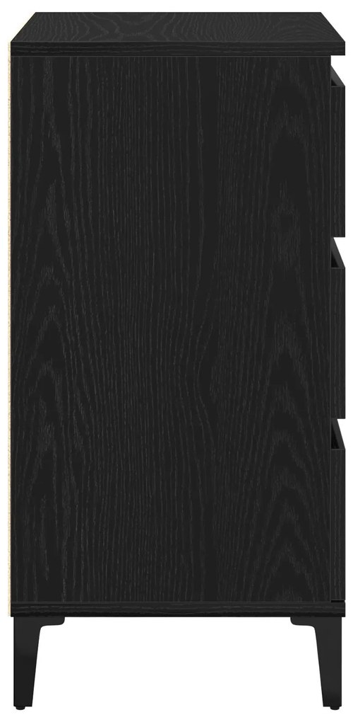 Cabeceira de noite vidaXL Preto Carvalho 40x35x70 cm Madeira do engend