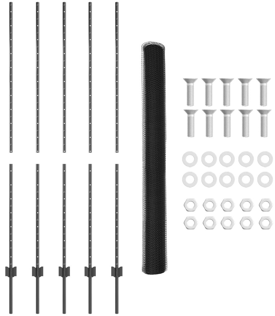 Postes de Cerca vidaXL 10 pcs U-Channel Cinza 160 cm Aço