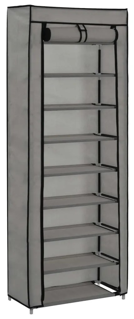 vidaXL Sapateira com cobertura 57x29x162 cm tecido cinzento