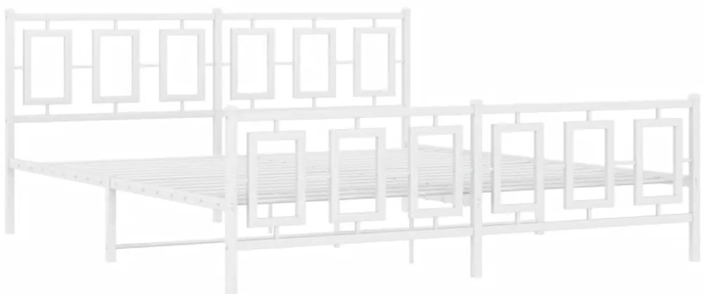 Estrutura de cama com cabeceira e pés 183x213 cm metal branco