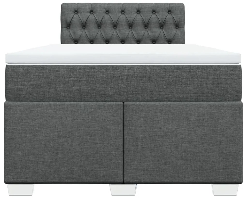Cama boxspring com colchão 120x190 cm tecido cinzento-escuro