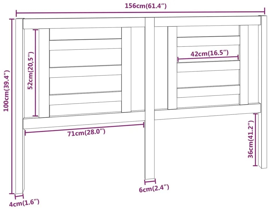 Cabeceira de cama 156x4x100 cm pinho maciço castanho mel