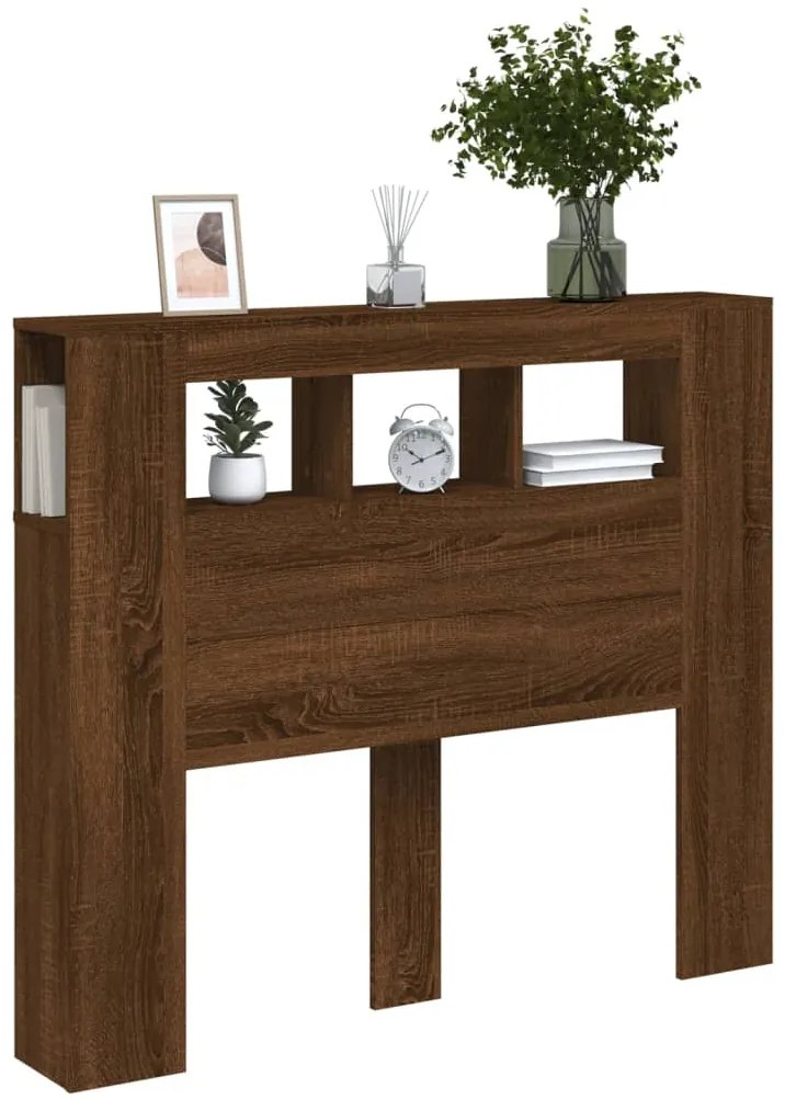 Cabeceira c/ LEDs 120x18,5x103,5 cm carvalho castanho