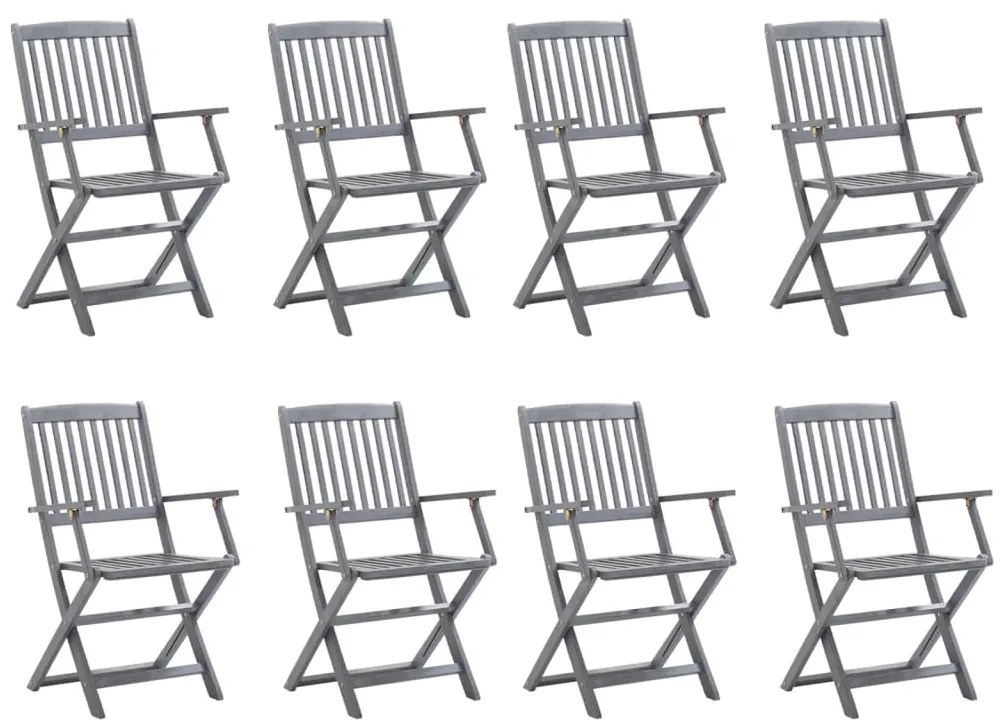 Cadeiras de exterior dobráveis 8 pcs madeira de acácia maciça