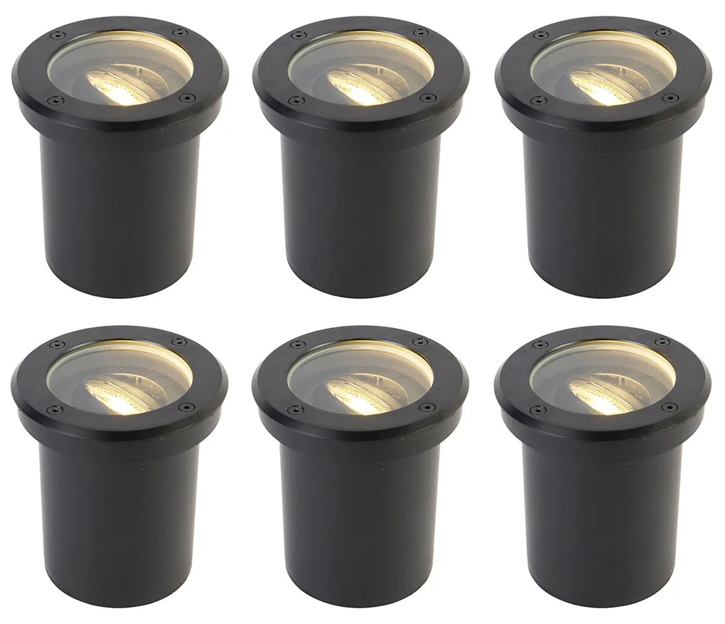 Conjunto de 6 focos de exterior ajustáveis pretos IP65 - Delux Moderno